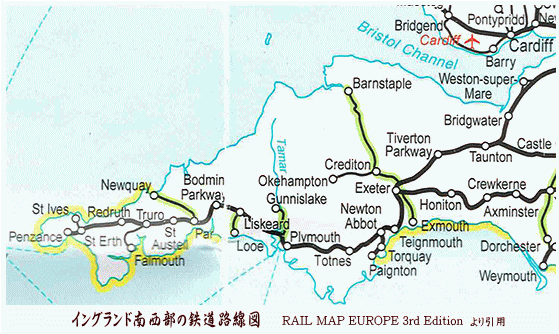 イングランド南西部鉄道路線図